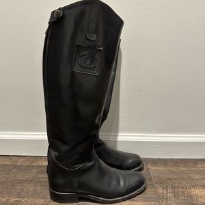 Chanel black riding boots size 39